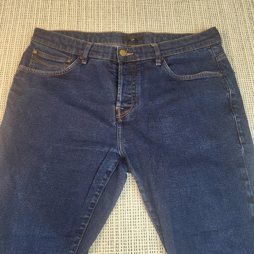 Ted Baker Jeans Mens 34R Blue Medium Wash Tapered Denim Pants Casual 5‎ Pocket